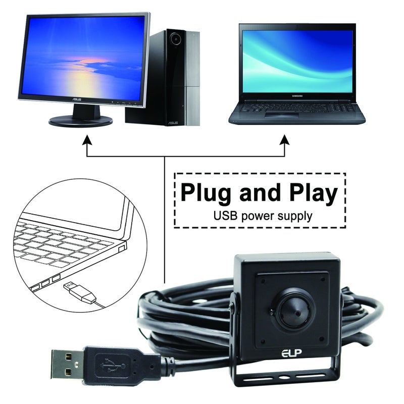 ELP Sony IMX323 Sensor Mini Pinhole Low Light USB Camera with Metal Case 0.01Lux H.264 UVC USB2.0 Video Webcam Home Surveillance Baby Camera for PC, Computer, Laptop, Raspberry Pi - Image 5